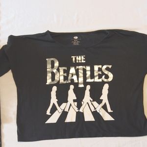 The Beatles Abbey Road* Cropped Black Tee 2012 Medium Juniors